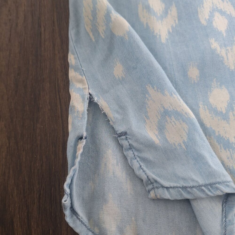 💙 Simply Styled Aztec Print Soft Denim Look Shirt Dress 100% Tencel Size L - Picture 6 of 9
